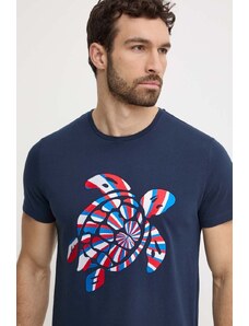 Vilebrequin t-shirt in cotone THOM uomo colore blu navy con applicazione THOAP336