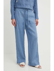 Lauren Ralph Lauren pantaloni in lino colore blu