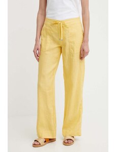 Lauren Ralph Lauren pantaloni in lino colore giallo