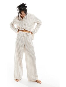 Luna - Pantaloni del pigiama mix & match oversize beige a quadretti-Neutro