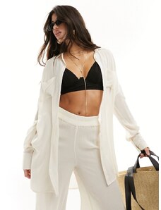 South Beach Southbeach - Camicia oversize da mare color crema-Bianco