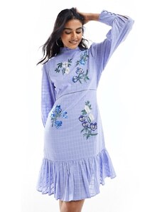 Hope & Ivy - Vestito corto a maniche lunghe blu a fiori