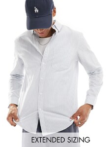 ASOS DESIGN - Camicia elegante testurizzata azzurra a righe in seersucker-Blu