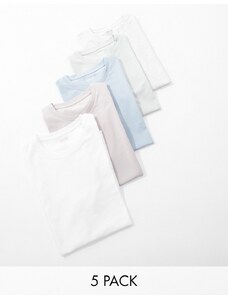ASOS DESIGN - Confezione da 5 T-shirt attillate in colorazioni multiple-Multicolore
