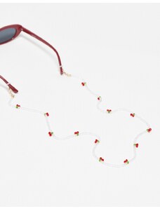 Mango - Catenina per occhiali da sole bianca con ciliegie-Bianco