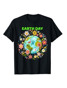 Happy Earth Day Cute Earth With Floral Felice Giornata della Terra Carino Con Giornata Floreale Terra 2024 Maglietta