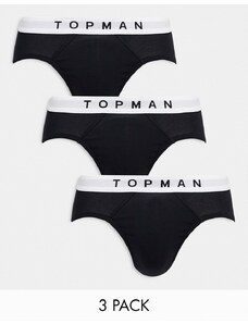 Topman - Confezione da 3 slip neri con fascia in vita bianca-Multicolore