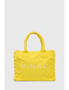 Pinko borsa a mano in cotone colore giallo 100782 A1WQ