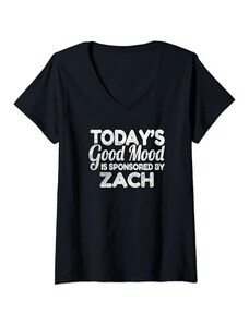 Today's Good Mood Is Sponsored By Zach Designs Donna Il buon umore di oggi è sponsorizzato da Zach Maglietta con Collo a V