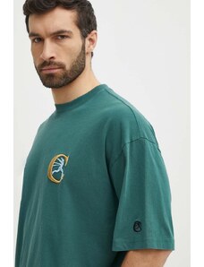 Champion t-shirt in cotone uomo colore verde con applicazione 219999