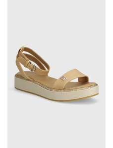 Tommy Hilfiger sandali LINEN WITH GOLD FLATFORM donna colore oro FW0FW08051