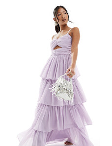 Anaya Petite - Vestito lungo a balze da damigella con cut-out color lavanda-Viola