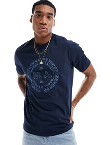 Marshall Artist - T-shirt a maniche corte ricamata color blu navy