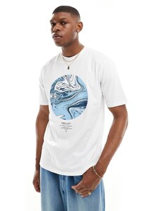 Marshall Artist - T-shirt bianca con grafica stampata effetto liquido-Bianco