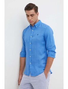 Polo Ralph Lauren camicia di lino uomo colore blu