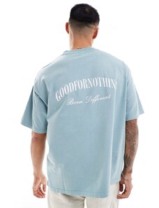 Good For Nothing - T-shirt oversize blu foglia di tè con logo