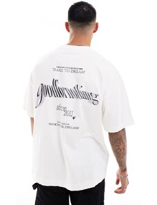 Good For Nothing - T-shirt oversize bianca con stampa del logo sulla schiena-Bianco