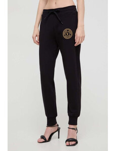 Versace jeans couture pantalone donna in felpa bianco logo oro at02 s