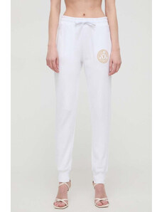 Versace jeans couture pantalone donna in felpa bianco logo oroat02 s