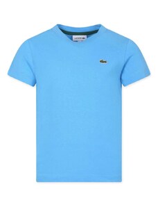 LACOSTE KIDS T-shirt azzurra logo ricamo
