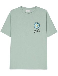 Maison Kitsuné T-shirt verde stampa flower