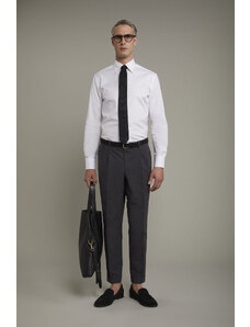 Doppelganger Pantalone classico uomo con doppia pince tessuto con effetto fiammato regular fit