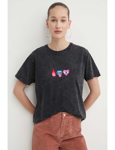 Kaotiko t-shirt in cotone colore nero con applicazione