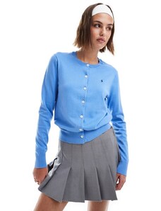 Polo Ralph Lauren - Cardigan in cotone pima blu con logo
