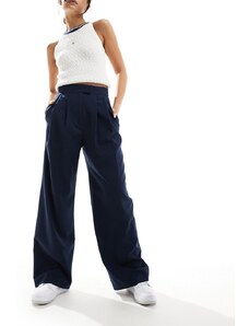 ASOS DESIGN - Pantaloni sartoriali a fondo ampio blu navy con pieghe