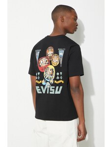 Evisu t-shirt in cotone Four Suits Daruma Printed uomo colore nero 2ESHTM4TS1098
