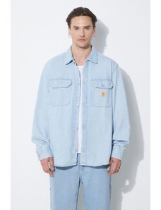 Carhartt WIP giacca di jeans Harvey Shirt Jac uomo colore blu I033346.112