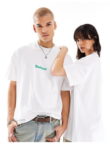 Barbour x ASOS - Marquee - T-shirt unisex bianca con logo-Bianco