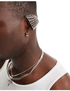 ASOS DESIGN - Orecchino ear cuff argentato con design a gabbia-Argento