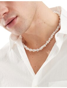 ASOS DESIGN - Collana con perle sintetiche d'acqua dolce-Bianco