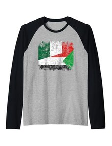 Proud Sudan Italy Heritage Vintage Apparel Bandiere Italia Australia | Mezzo Sudanese Radici Italiane Vintage Maglia con Maniche Raglan