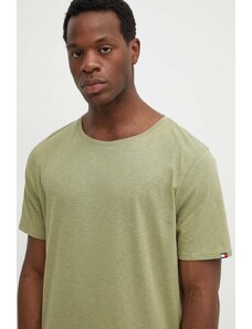 Tommy Hilfiger maglietta con aggiunta di lino colore verde
