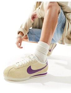 Nike - Cortez Vintage - Sneakers unisex in camoscio beige e viola-Bianco
