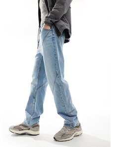 ASOS DESIGN - Jeans dad fit blu lavaggio medio con pannelli