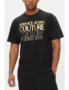 Versace jeans couture t-shirt uomo nera/oro ht10 s