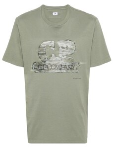 CP COMPANY T-shirt verde stampa centrale