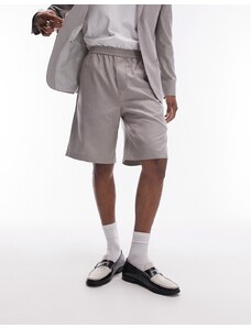 Topman - Pantaloncini in lino color pietra-Neutro