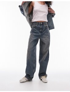 Topshop - Jeans extra ampi effetto sporco-Blu