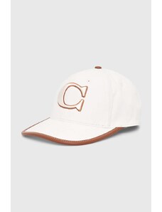 Coach berretto da baseball in cotone colore bianco con applicazione
