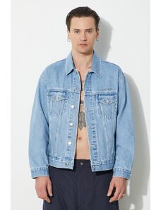 A Bathing Ape giacca di jeans Metal Logo Pin Denim Jacket uomo colore blu 1J80140056