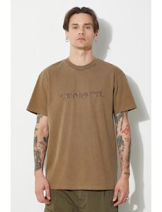 Carhartt WIP t-shirt in cotone S/S Duster T-Shirt uomo colore marrone con applicazione I030110.1ZDGD
