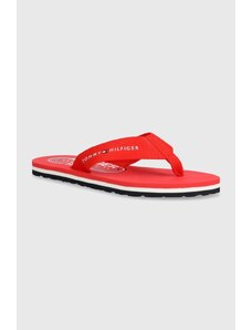 Tommy Hilfiger infradito GLOBAL STRIPES FLAT BEACH SANDAL donna colore rosso FW0FW07856
