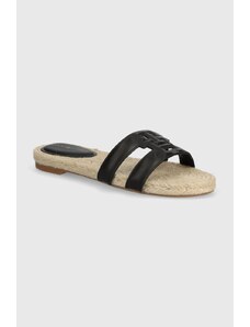 Tommy Hilfiger infradito in pelle TH EMBOSS FLAT ESP SANDAL donna colore nero FW0FW07928