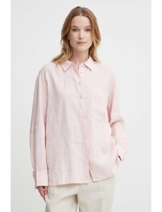 Tommy Hilfiger camicia di lino colore rosa WW0WW41389
