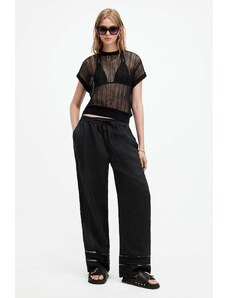 AllSaints pantaloni in lino JADE LINEN TROUSER colore nero W028TA