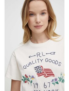 Polo Ralph Lauren t-shirt in cotone donna colore beige 211935595